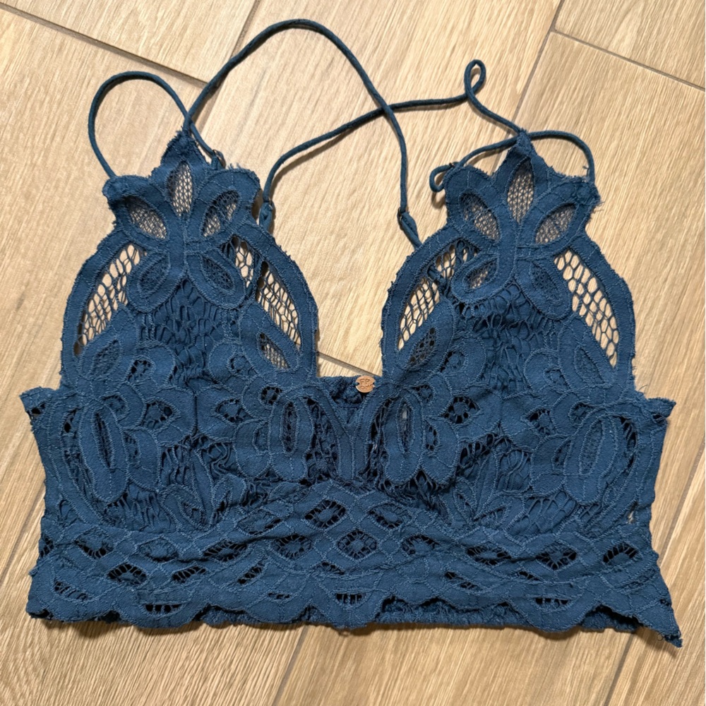 Free People Adella Bralette in Blue/Teal